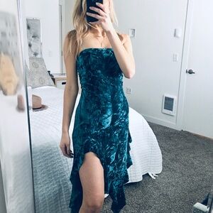 Silence + Noise Teal Strapless Dress